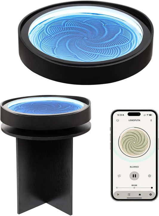 Lemofuta 20″ Automatic Zen Drift Sandscape Art Table with Black Display Stand