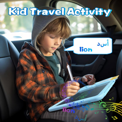 Talking English & Spanish Flash Cards - 8" LCD Writing Tablet for Kids 3-12, Bilingual 510 Sight Words, Toddler Pocket Speech, Drawing Sketch Pad, Autism Toys for Boys (Spanish, Blue)
