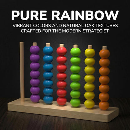 Color Stack Match Game for Adults,Fast Pattern Tabletop Puzzle Challenge with Wooden Stacking Rings, Competitive Brains Teaser Activity for Family Night Strategy Pattern Play (Bead)