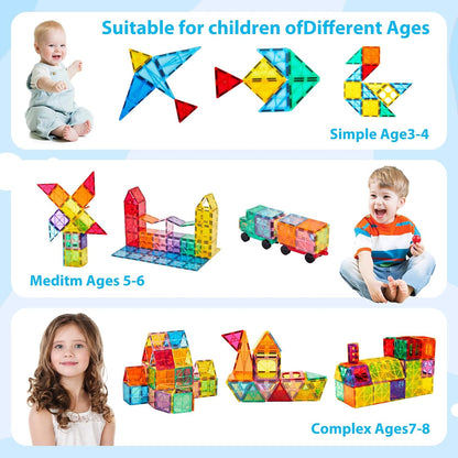 Anbalulu Magnetic Building Tiles,Magnet Building Set,Magnetic Blocks, 3D STEM Stacking Toys, Magnets Toy for Kids Boys Girls