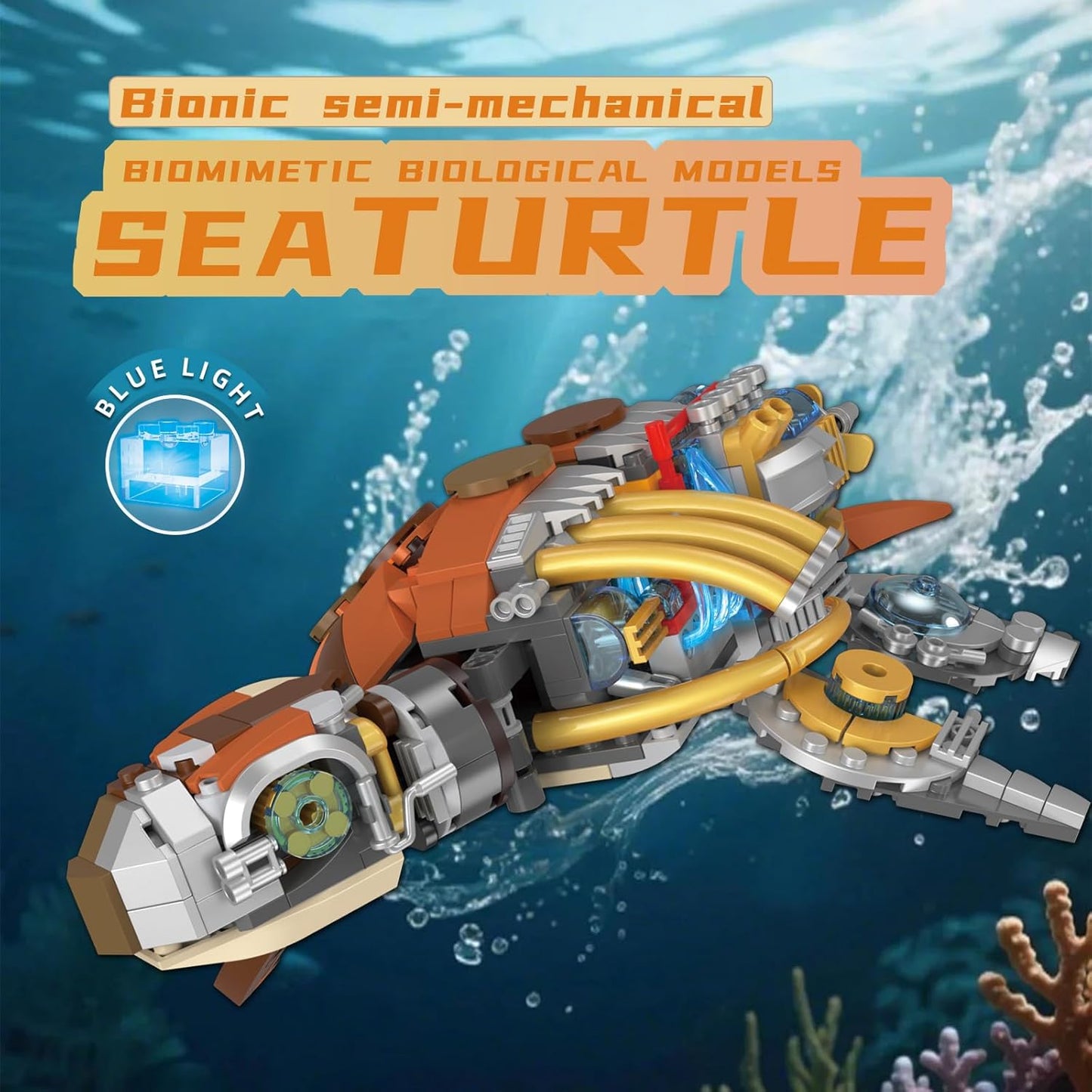 Mechanical Crocodile Building Set with Lights, Rotatable Link Components & Display Stand, STEM Building Set for Boys 8-14, Home Office Decor for Adults, Mechanical Enthusiasts（648PCS）