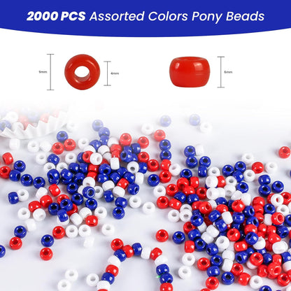 2000 Pcs Multi-Colored Glitter Pony Beads, 6x9mm, Round, Acrylic, Loose Beads, Perfect for Bracelets, Jewelry Making, Crafts
