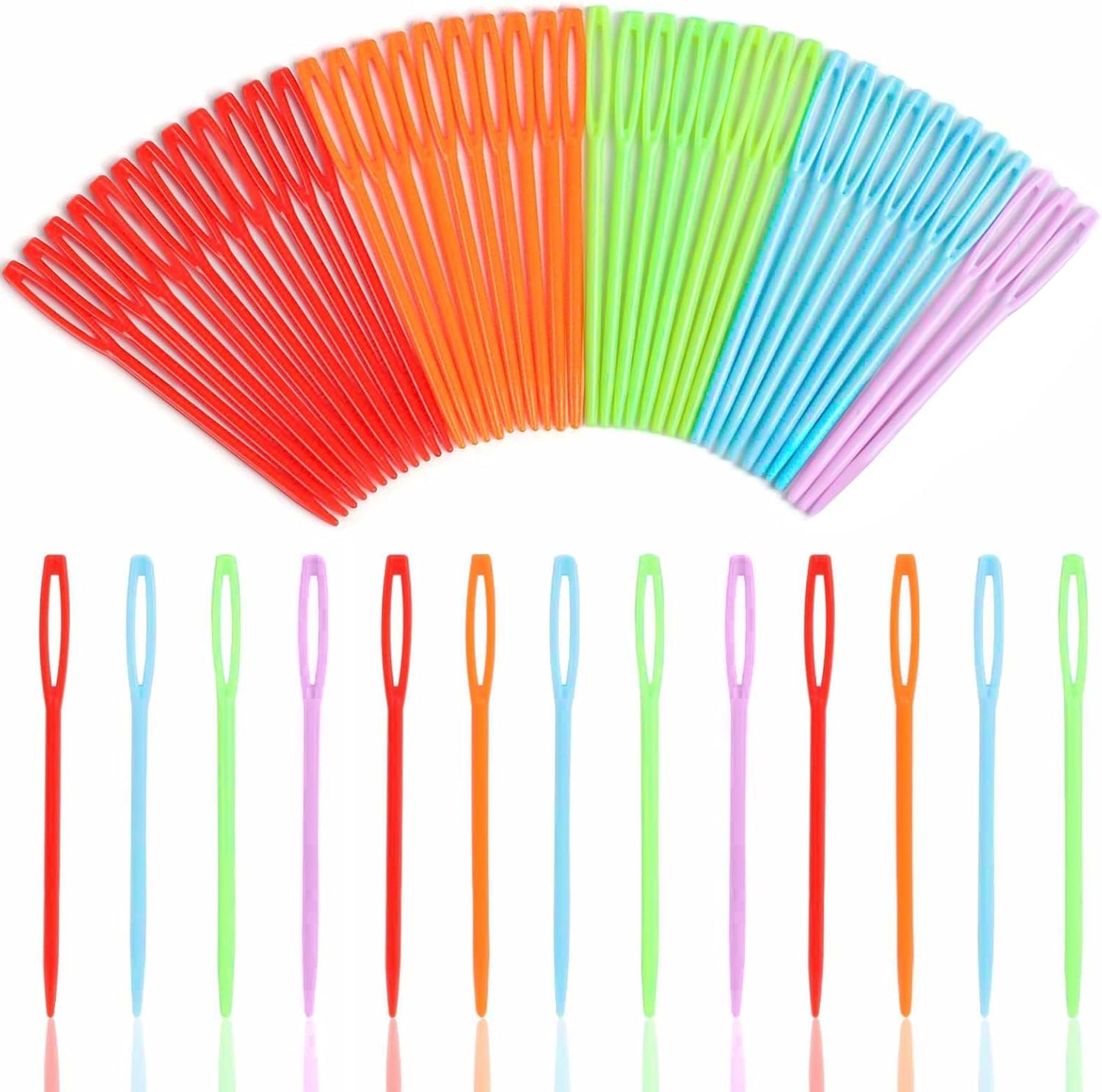 LOVEINUSA 100PCS Plastic Needles for Kids, Large Eye Yarn Needles for DIY Stitchery Plastic Sewing Needles Tapestry
