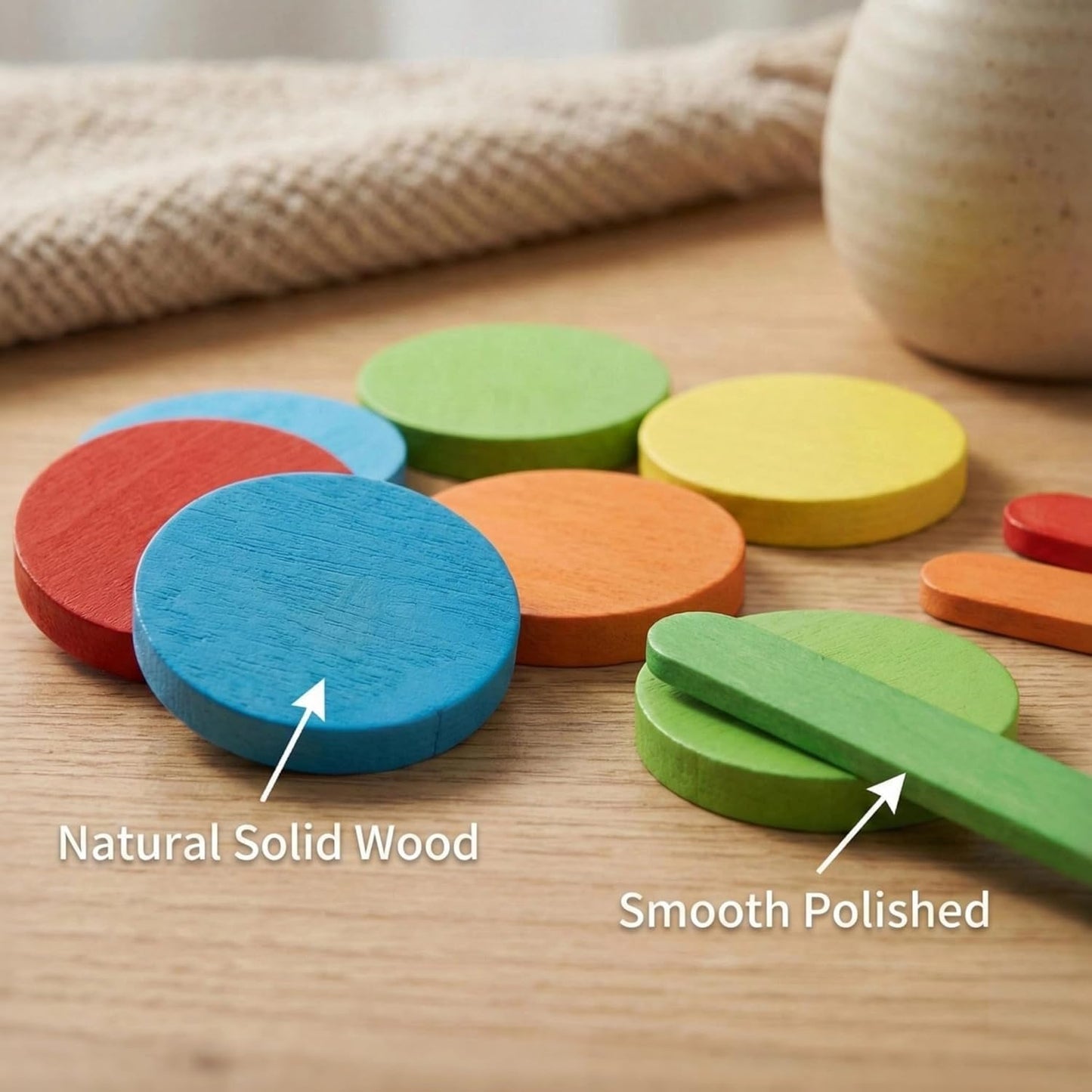 Vindstier Montessori Wooden Puzzle Toys for 3 4 5 Year Olds, STEM Pattern Blocks and Shape Sorting Game, Screen-Free Educational Brain Teaser Activity for Preschoolers, Spring Travel Essential