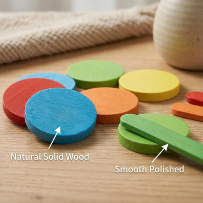 Vindstier Montessori Wooden Puzzle Toys for 3 4 5 Year Olds, STEM Pattern Blocks and Shape Sorting Game, Screen-Free Educational Brain Teaser Activity for Preschoolers, Spring Travel Essential