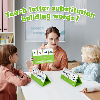 Aizweb CVC Word Games Kindergarten,Phonics Games Flash Cards for Preschool Classroom,Learn to Read,Reading Manipulative Spelling Educational Toy Learning Activities Speech Therapy School Supplies