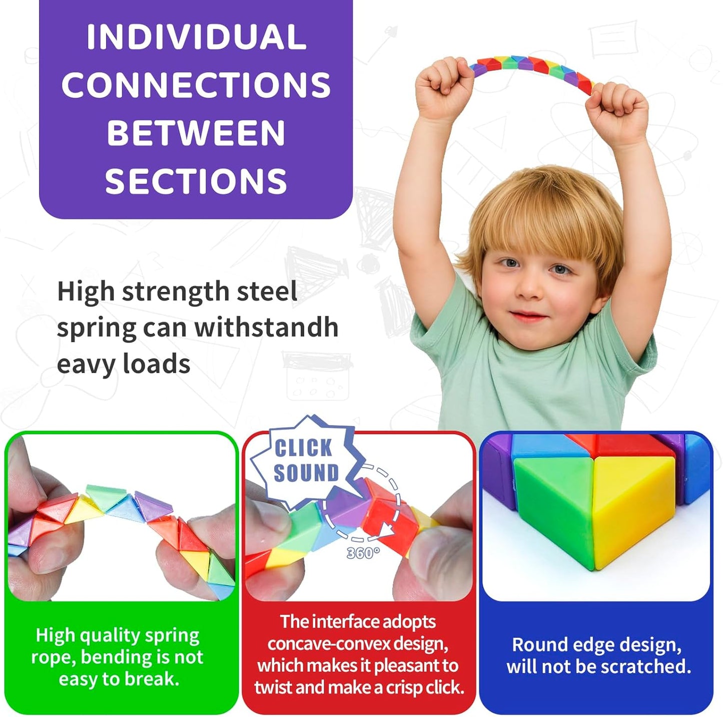 30 Pack Mini Fidget Snake Cube Toys Goodie Bag Stuffers for Kids, Treasure Box Toys for Classroom, Twist Puzzle for Party Favors, Birthday & Back to School Gifts, Stocking Stuffers for Kids