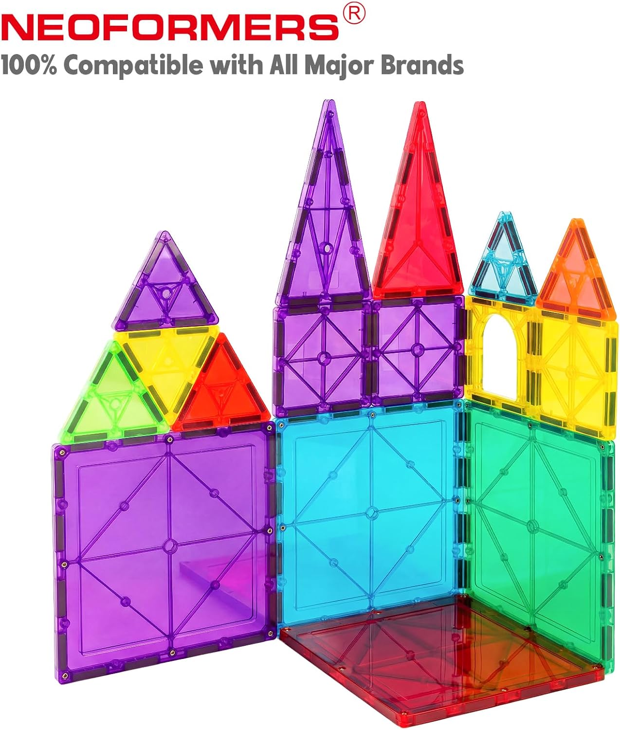 STEM Magnetic Tiles 70PCS Educational Toys for Kids Ages 3-8, Montessori Sensory Magnet Blocks for Toddlers, Classroom & Home Construction Kit