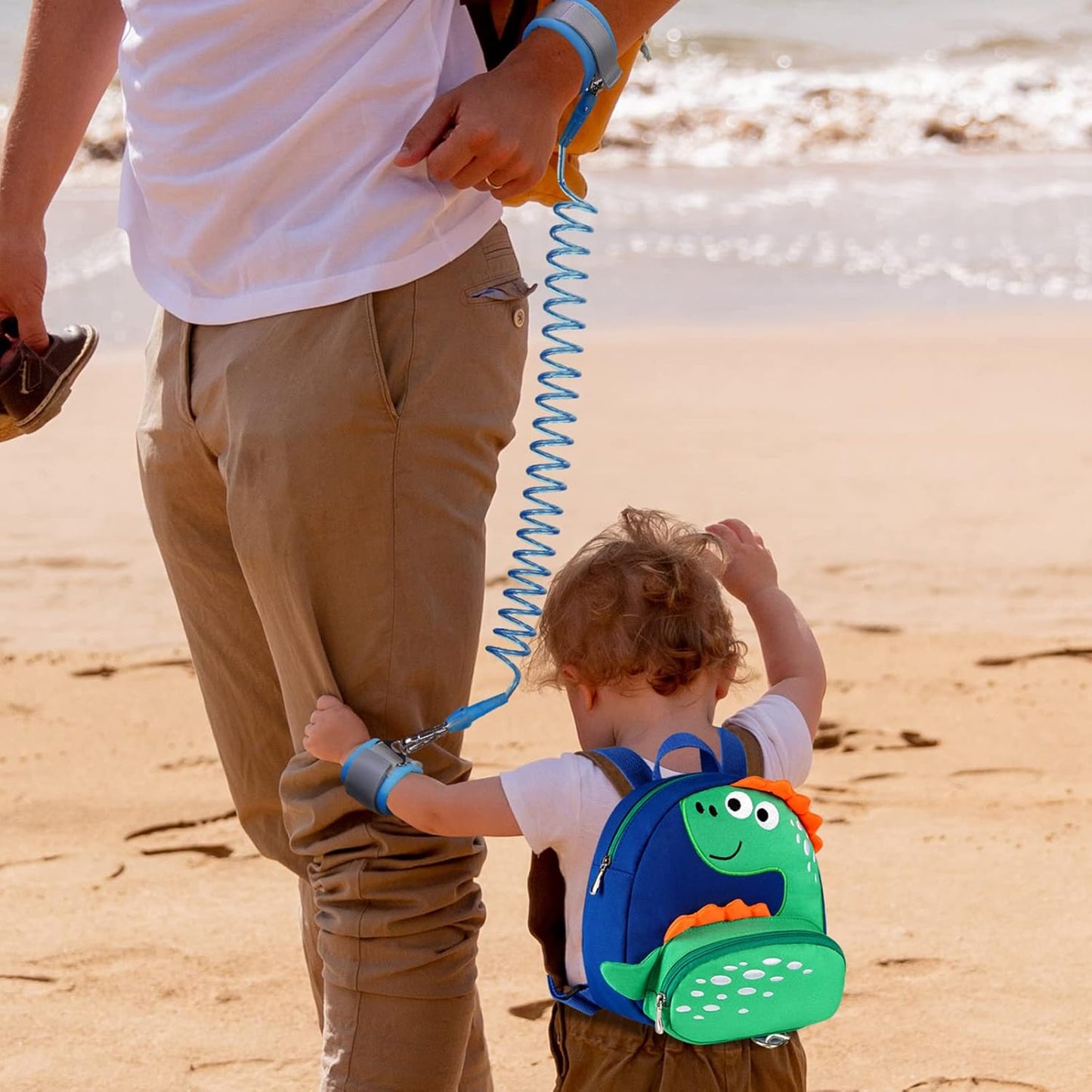 Accmor Toddler Harness Backpack Leash, Cute Dinosaur Backpacks with Anti Lost Wrist Link, Cute Mini Child Backpack Wristband Tether Strap and Protection Leashes for Boys Girls Aged 1-3 Years
