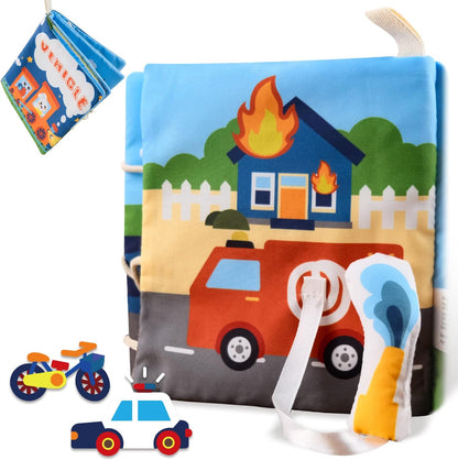 Richgv Baby Books Toys 0-6-12 Months, Baby Boy Gifts Touch and Feel Crinkle Books with Dino Doll, Newborn Infant Carseat Toys 6-9-12 Months Shower Gifts Easter Basket Stuffers