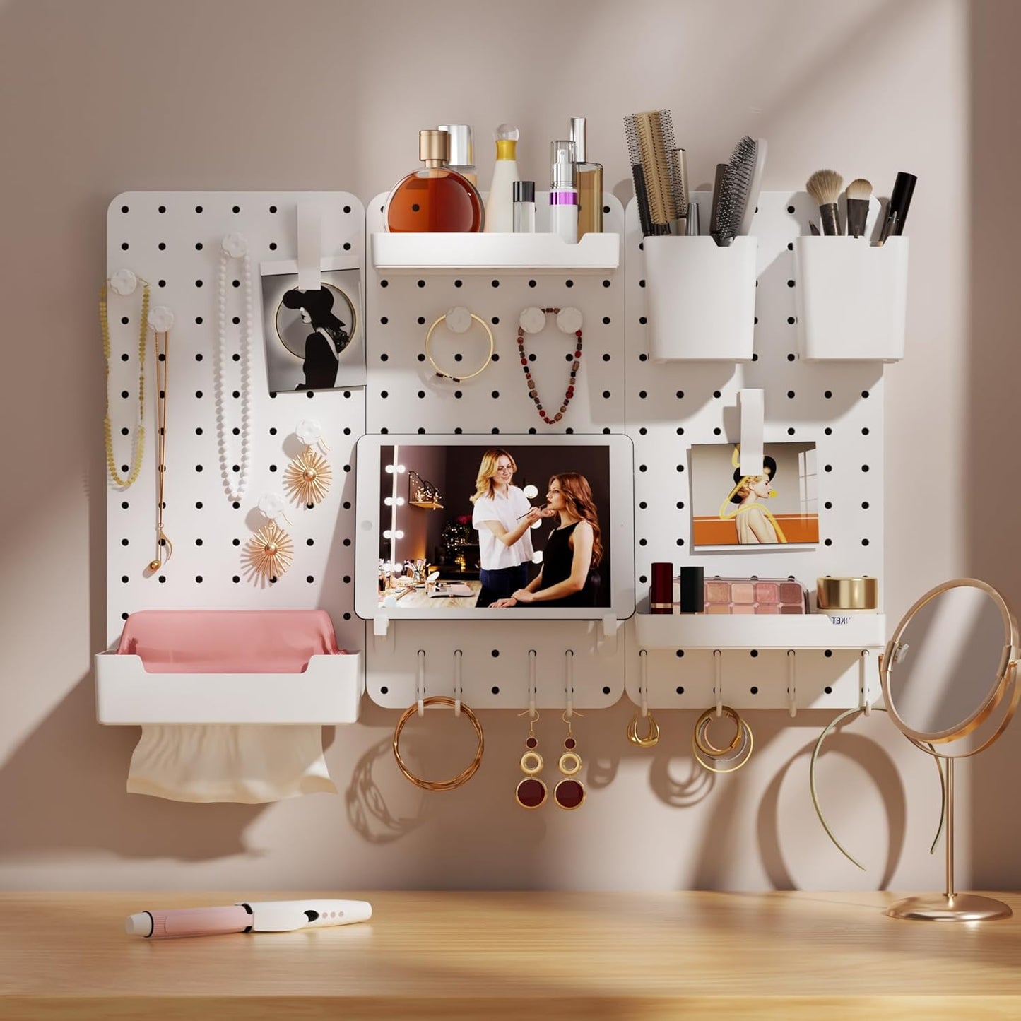 Pegboard Combination Kit - Pegboards and Accessories Modular Hanging for Wall Organizer, Crafts Organization, Ornaments Display, Nursery Storage, Peg Board
