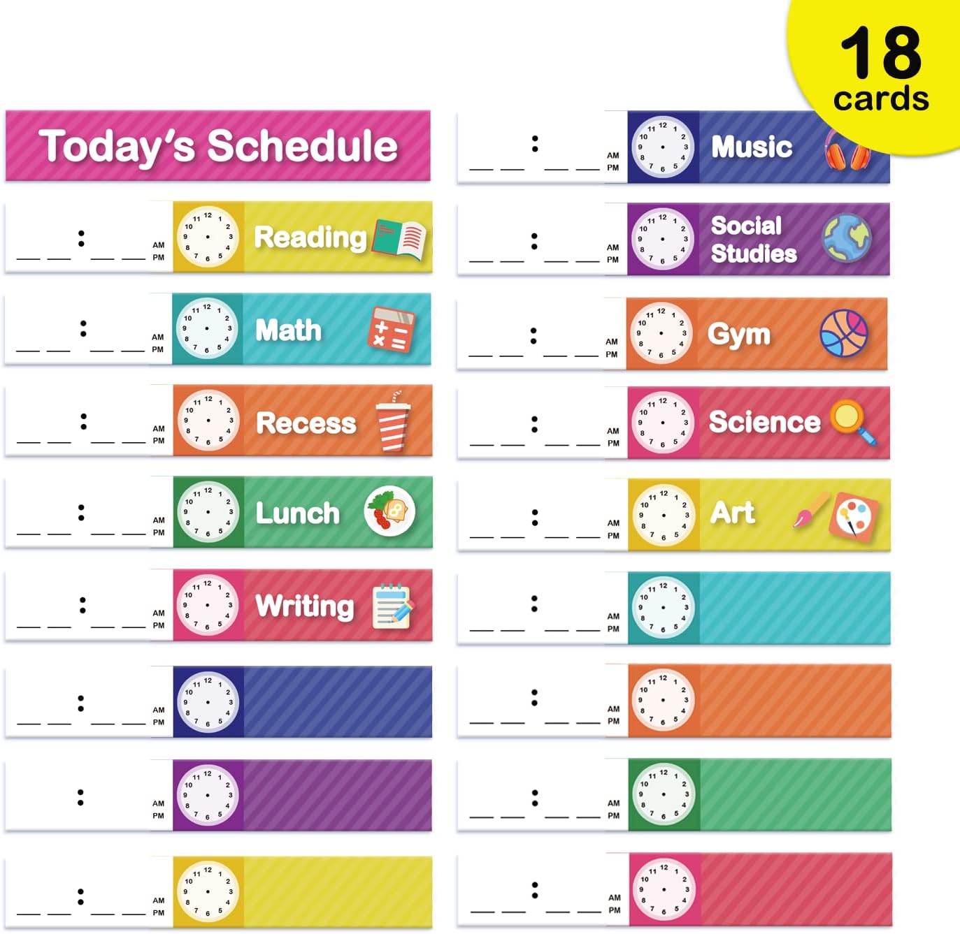 Eamay Daily Schedule Pocket Charts, Teaching Chart, Hoom, Eamay Daily Scheduling Pocket Chart with 13+1 Pockets, 18pcs Dry Erase Cards and 2 Hooks (Black-2)