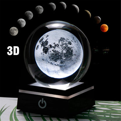 3d Solar System Model Crystal Ball 80mm 3.15inch - Outer Space Astronomy Gifts Room Decor Crystal Sphere Unique Gifts For Men Him Best Birthday Dad Physics Science Teacher Night Light Planet Lamp