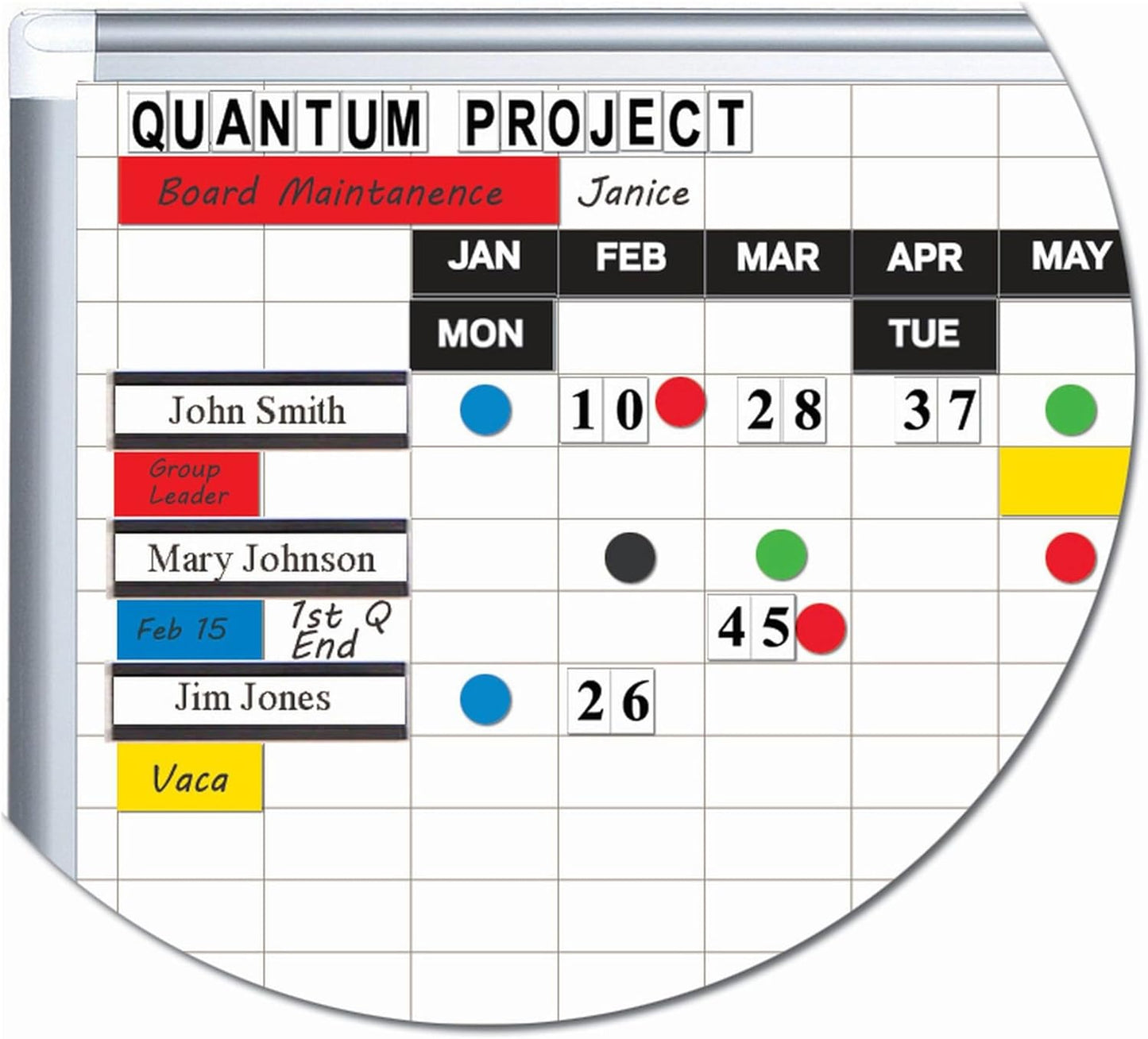 MasterVision gridded Magnetic Steel Dry Erase Planning Board, 1 x 2 Grid, 36 x 24, White Surface, Silver Aluminum Frame