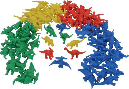 128-Piece Dinosaur Counting Set – Colorful Hands-On Math Counters for Sorting, Matching, and Patterning – Durable Plastic with 4 Bright Colors & 8 Species – Early Education Tool for Kids 3+