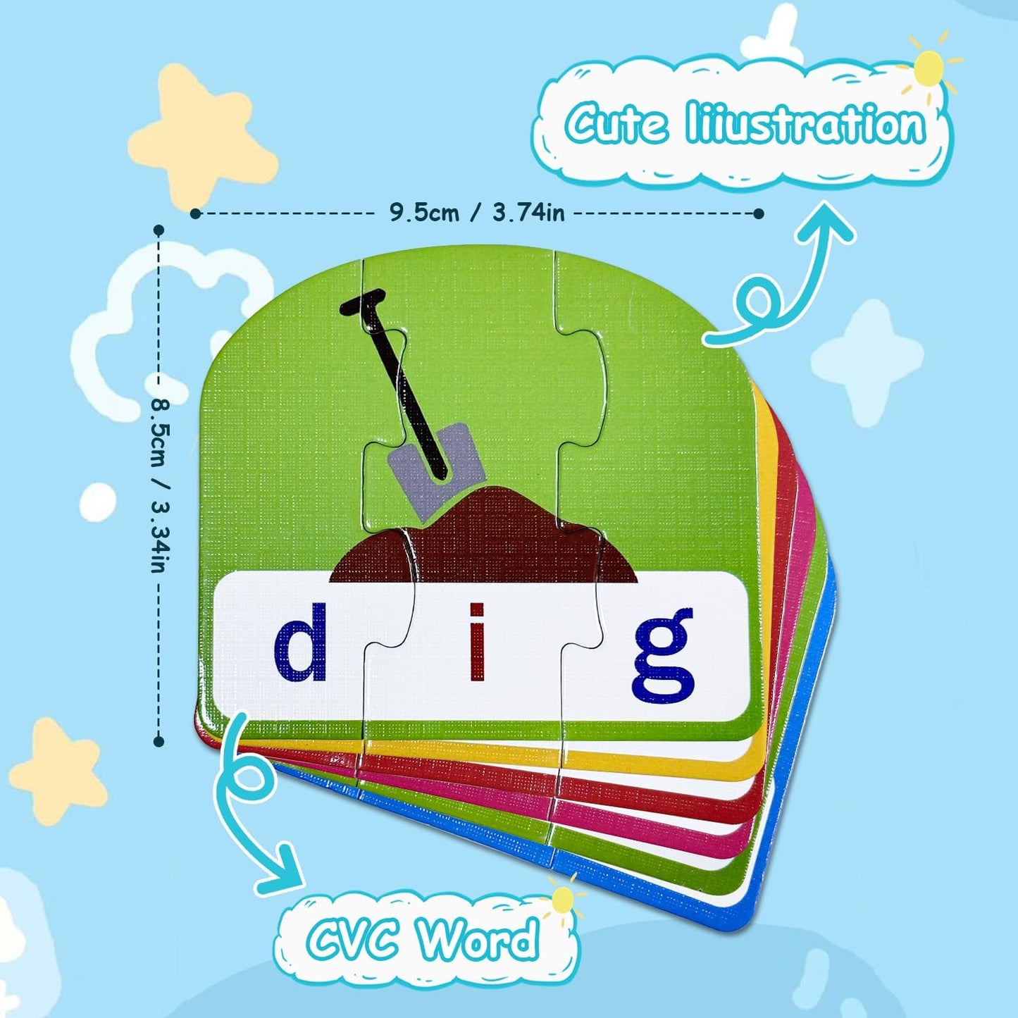 CVC Puzzle Cards for Kids – Phonics & Spelling Games for Toddlers, 3-Letter Word Puzzles for Preschool & Kindergarten, Perfect for Speech Therapy & Early Learning Classroom Essentials