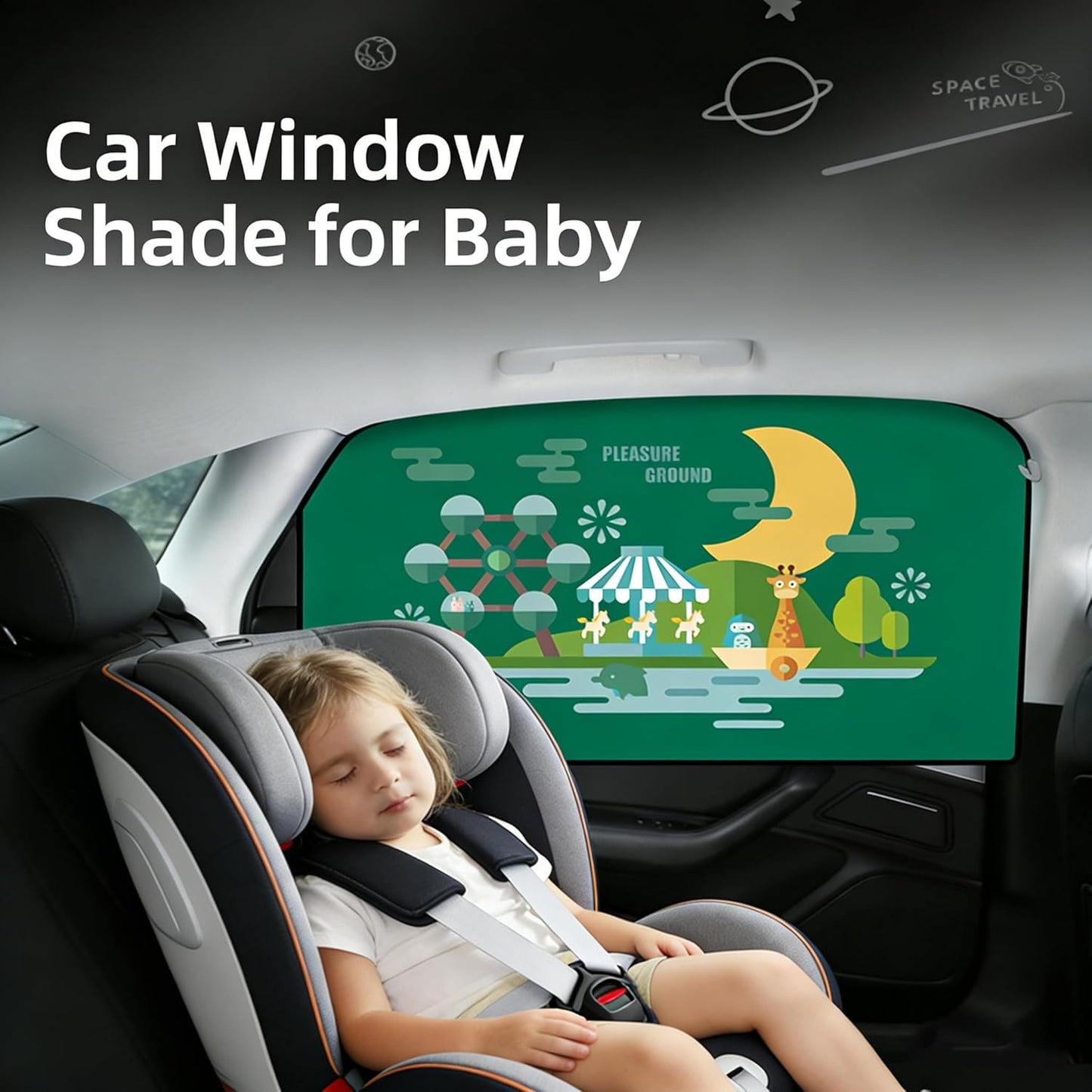 Magnetic Car Window Shade for Baby,Blackout Car Window Curtain,Car Shades for Side Windows,Sun Shade for Car Window baby,Cartoon Pattern Car Window Cover,UV Protection &Heat Blocking(Underwater World)
