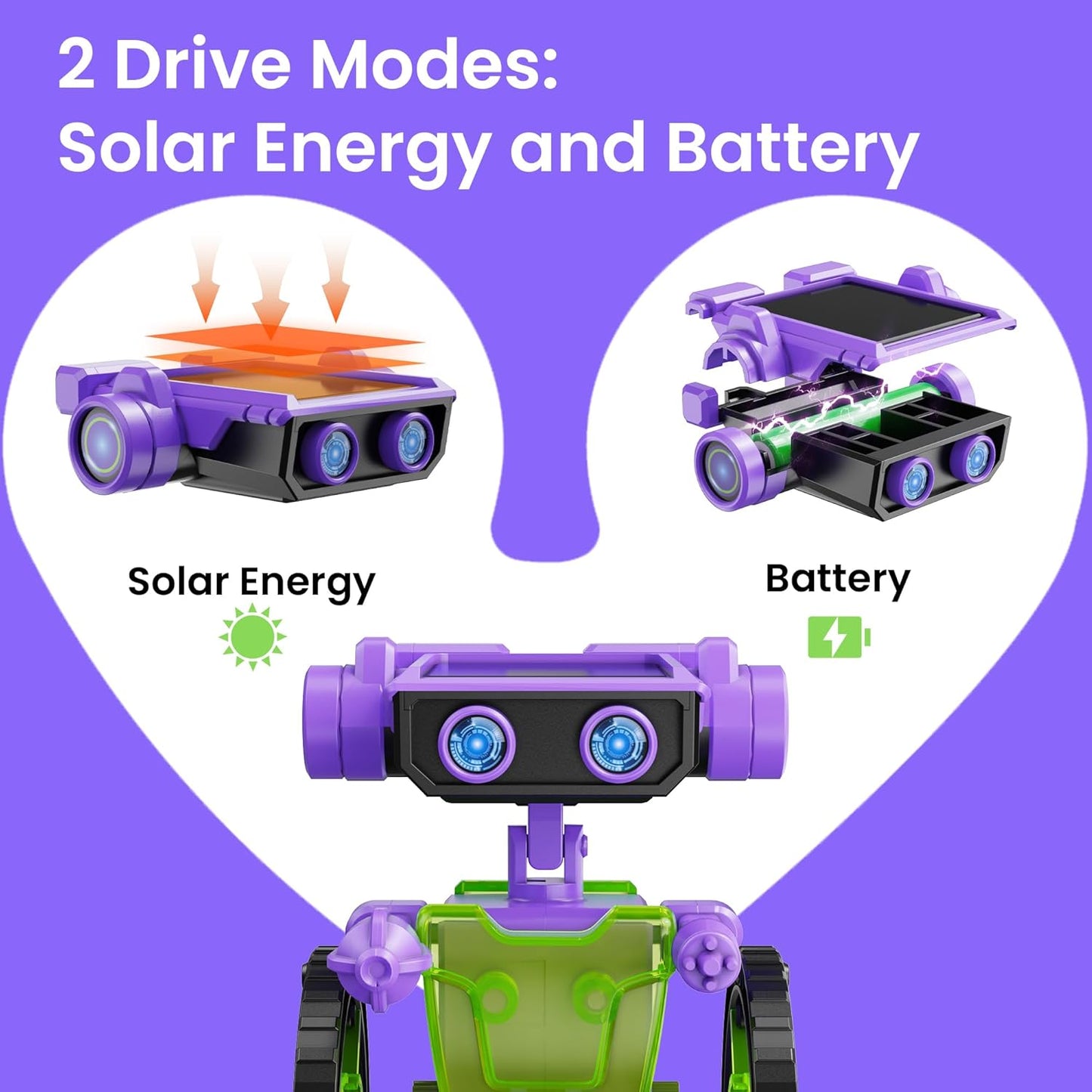 Sillbird Solar Robot Building Kit STEM Gift for Boys Aged 8-13, 15-in-1 DIY Science Educational Robotic Toy for Kids Teens Birthday, Powered by the Sun or Battery with 212 Pieces