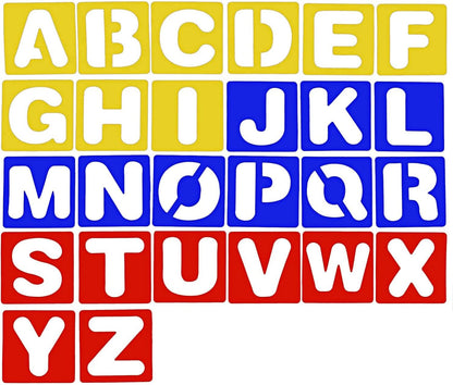 TecUnite 26 Pieces Alphabet Stencils Set Plastic Letter Stencils for Painting Learning, DIY Craft Decoration (6 x 6 Inches)
