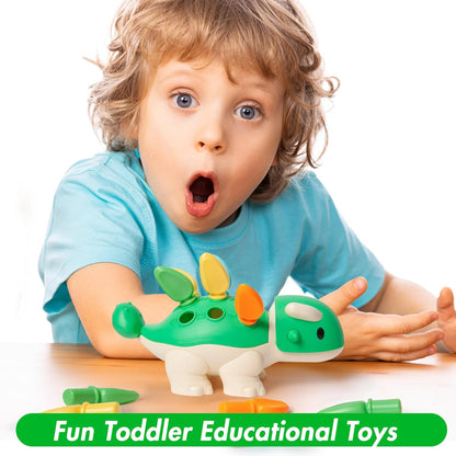 Hirger Spike The Fine Motor Dinosaur: Montessori Baby Sensory Toys for Toddlers 1-3, Preschool Learning Educational Activities, 12+ Months Old Birthday Gift