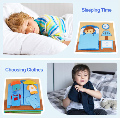 BizyKoady Busy Book for Toddlers 1-3, Montessori Toys for 1 Year Old, Kids Travel Toys, Educational Activity Book, Birthday Gifts for Boys & Girls, Washable Felt Busy Board, Giraffe
