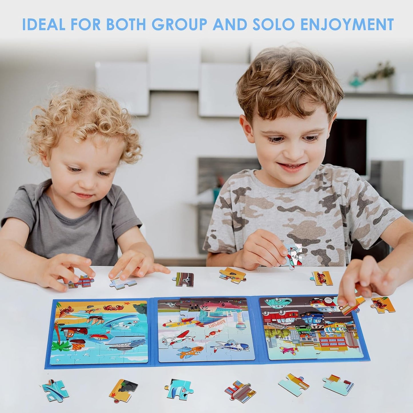 Magnetic Puzzles for Kids Ages 4-6, 20-Piece Toddler Travel Toys Unicorn Princess Puzzles Ages 3-5, Educational Learning Magnets, Ideal Road Trip Activities Toys for 3 4 5 6 Boys and Girls