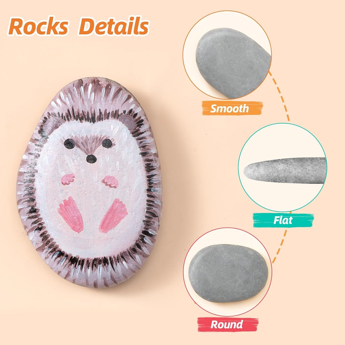 Simetufy Large Rocks for Painting 40 PCS 3.3-4.5Inch River Rocks for Painting, Rock Painting for Kids, Smooth and Flat Painting Rocks for DIY & Arts