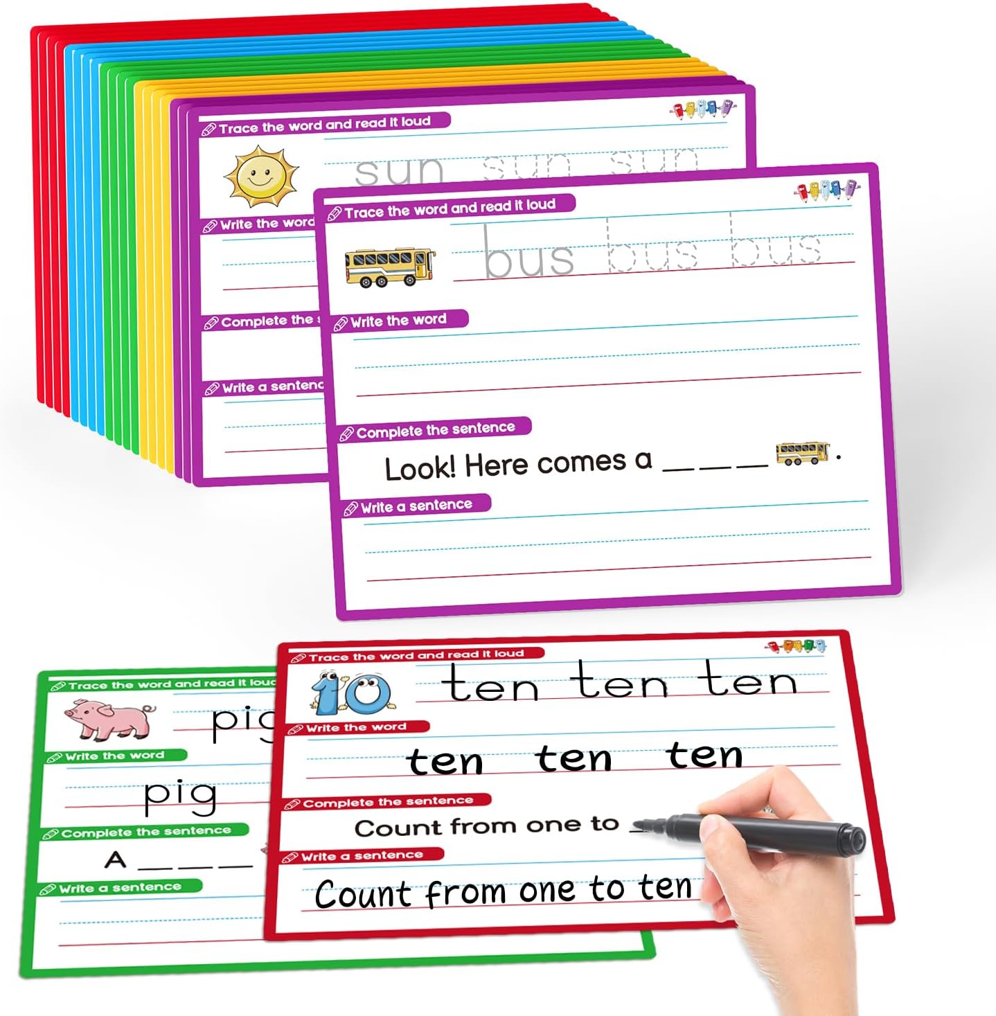 CVC Word Games Sentence Building for Kindergarten Phonics Games for Kids, Sight Words Flash Cards Learn to Write Handwriting Practice Tracing, Preschool Learning Activities Homeschool Supplies