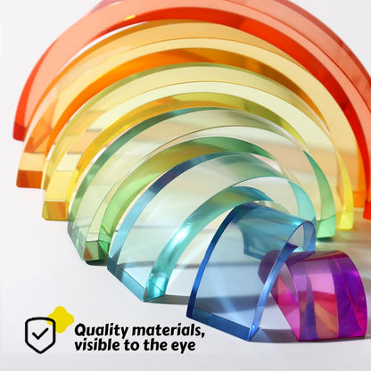 30 Pcs Mixed Acrylic Blocks Set - 10 Long (2.5x2.5x5CM) + 20 Cube (2.5x2.5x2.5CM) Rainbow Gem Blocks, Sensory Stacking Toy for 1 2 3 4 Years Old, Boys Girls Gift with Rich Building Possibilities