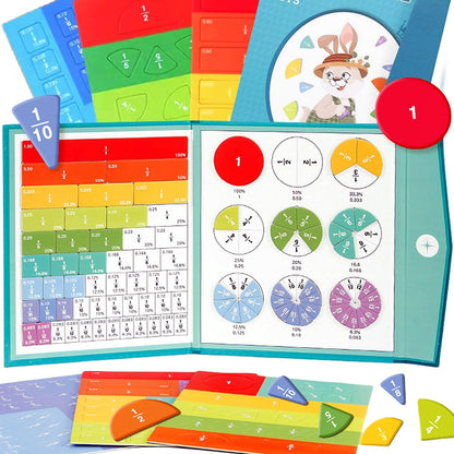 Magnetic Fraction Demonstration Book, Magnetic Fraction Tiles, Fractions Manipulatives, Score Disk Demonstrator Math Puzzle Learning Building Block Set- (1Set)
