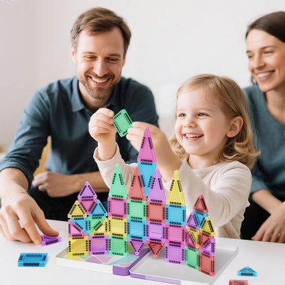 Mini Magnetic Tiles 40PCS Travel Set with Iron Storage Box, Portable STEM Building Blocks for Kids 3-8, Montessori Educational Magnet Toys for Road Trip, Airplane, Car Rides & On-The-Go Play