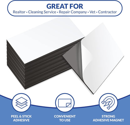 Business Card Magnets Pack of 100 – Customize with Peel and Stick Adhesive Magnet to Create Personalized Magnetic Business Cards as Promotional Items - Essential Large, Mid and Small Business Supplies