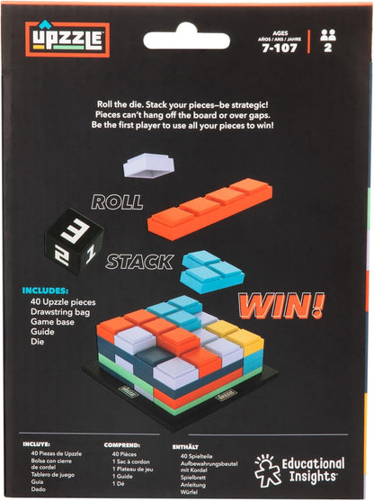 Educational Insights Upzzle - 2 Player Strategy Board Games for Adults and Family, 3D Stacking Puzzle Game for Kids 8-12, Brain Teaser, Critical Thinking Puzzles