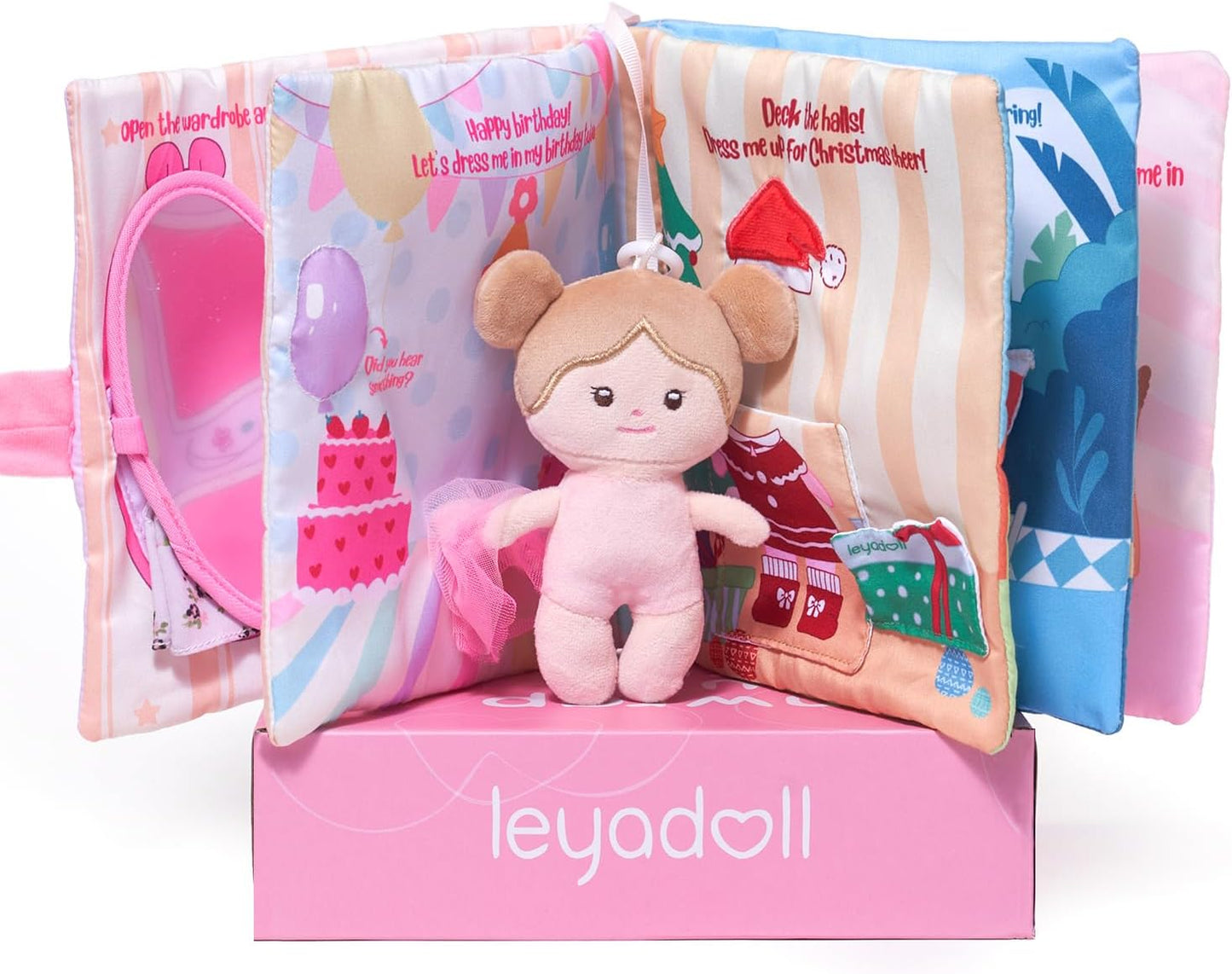 LeyaDoll Interactive Sensory Soft Cloth Book, Educational Crinkle Quiet Activity Busy Book for Babies,Toddler Travel Toy Gift for 1-3 Year Old Boys and Girls (A Berry Special Day)