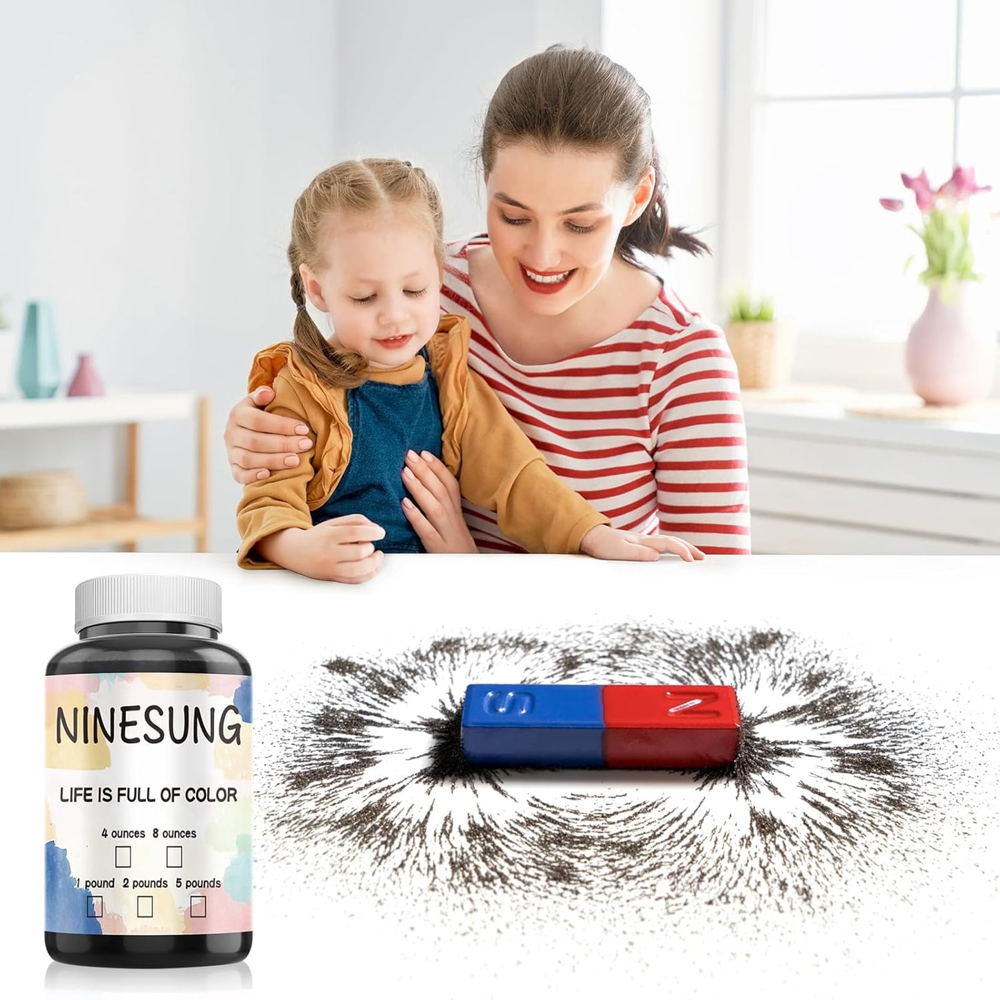 Magnetic Sand, 2 Pound Iron Filings, Iron Powder Filings Magnetic Power for Magnet Education and School Experiments Learning, Iron Oxide Powder Shavings for Science