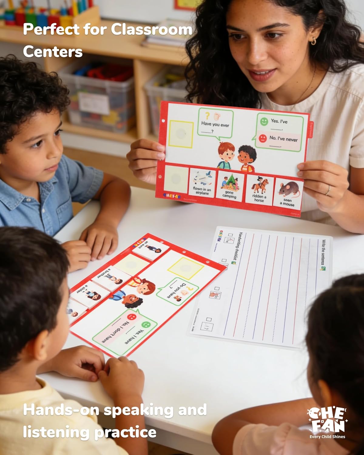 CHEFAN Sentence Building for Kids, Yes/No Questions, WH- Questions, and Topic-Based Discussion Cards, Fun Talking Cards for Children & Families, Visual Conversation Builder Kit for Home & Classroom