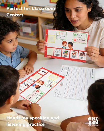 CHEFAN Sentence Building for Kids, Yes/No Questions, WH- Questions, and Topic-Based Discussion Cards, Fun Talking Cards for Children & Families, Visual Conversation Builder Kit for Home & Classroom