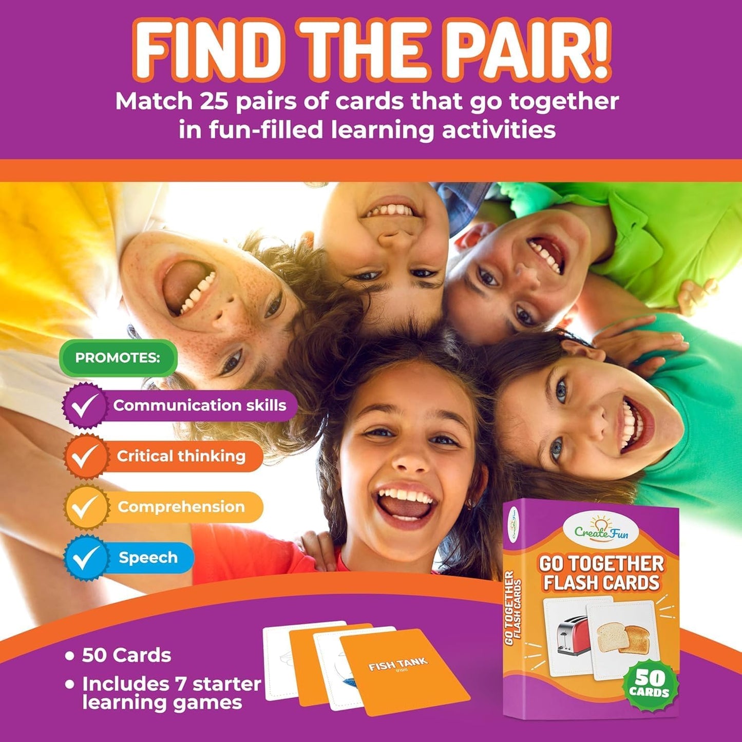 Go Together Flash Cards for Kids & Adults – 50 Realistic Matching Picture Cards for Speech Therapy, Dementia Activities, ESL, Autism Learning, Memory & Language Development, Classroom & Home Use
