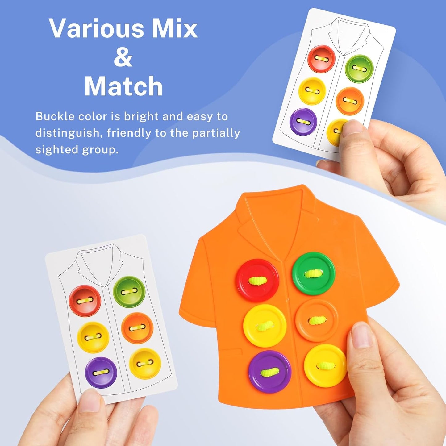 Clothes Lacing Cards for Seniors with Dementia & Alzheimer's - Fine Motor Skills Activity with Buttons & Zipper, Occupational Therapy Tools for Elderly to Practice Dressing Skills