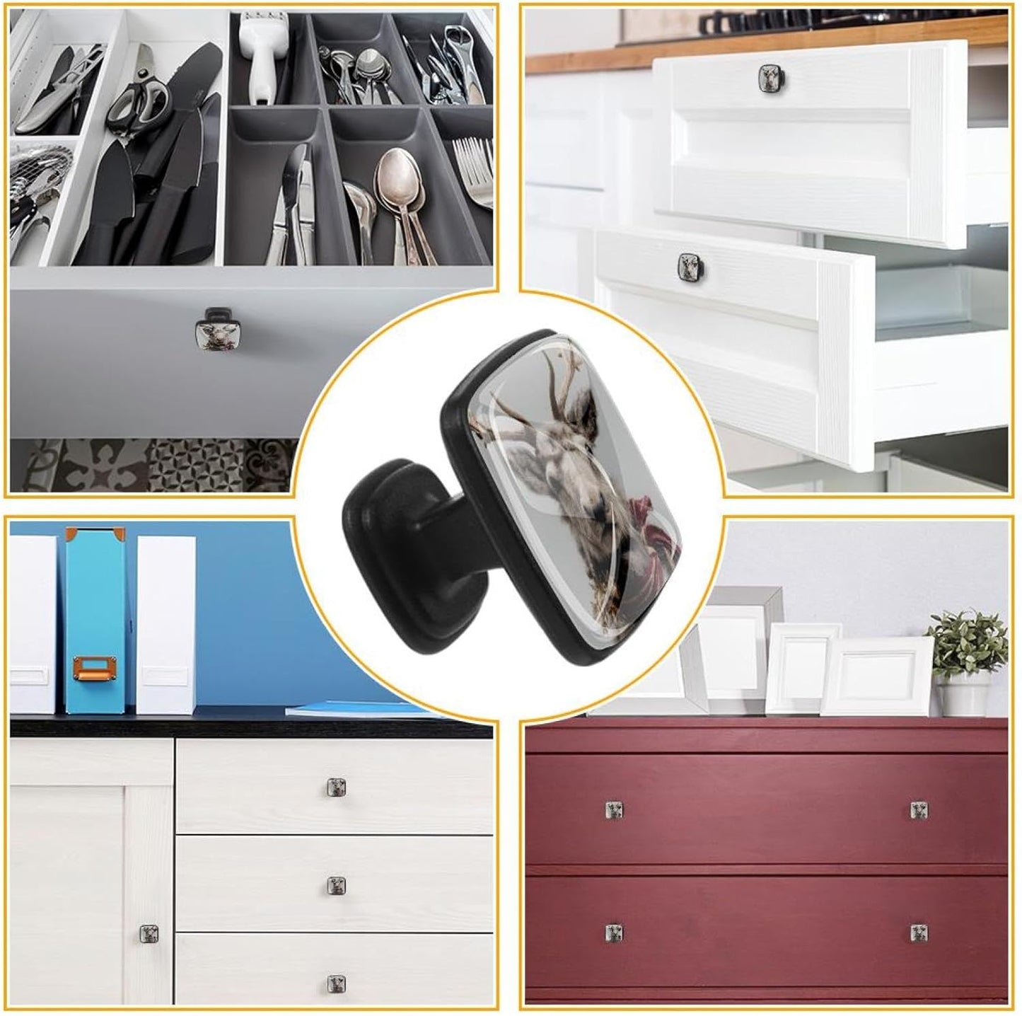 4 Pack Cabinet Knobs Drawer Pulls, 30mm Round ABS Glass Drawer Hardware Growing Butterfly Cabinet Handles with Screws for Dressers Kitchens Cupboard