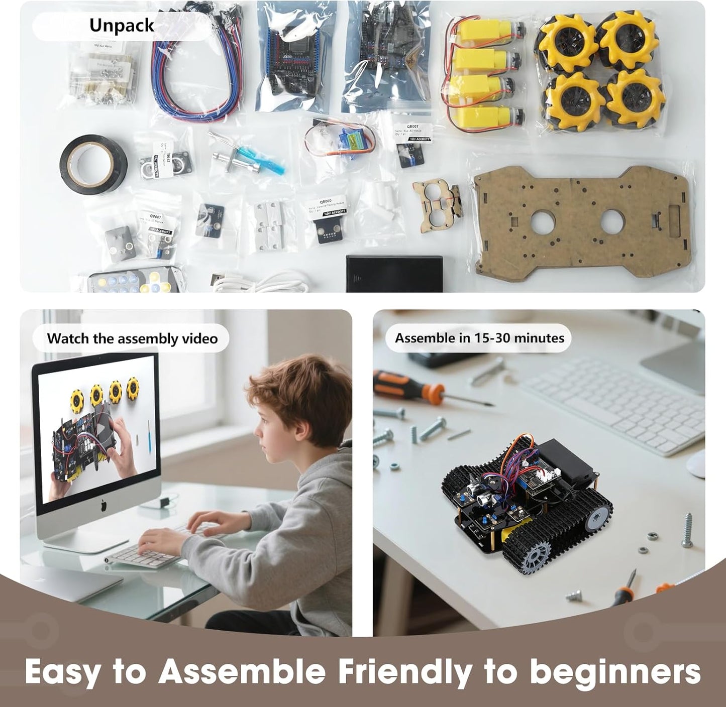 Robotics for Kids Ages 8-12, ACEBOTT Smart Robot Arm Car Kit with 5DOF, STEM Toys for Boys Age 8-12 12-16+, ESP32 Arduino/Python/Blockly Coding, App & Remote Control, STEM DIY Gift for Teens & Adults