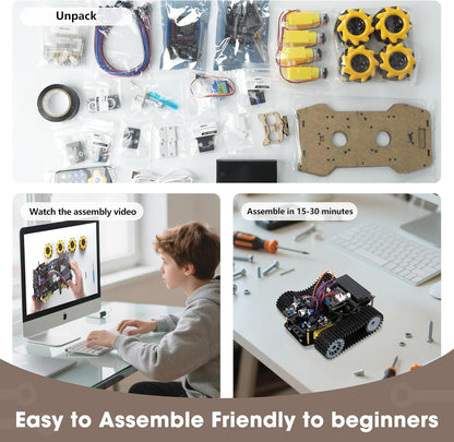 Robotics for Kids Ages 8-12, ACEBOTT Smart Robot Arm Car Kit with 5DOF, STEM Toys for Boys Age 8-12 12-16+, ESP32 Arduino/Python/Blockly Coding, App & Remote Control, STEM DIY Gift for Teens & Adults