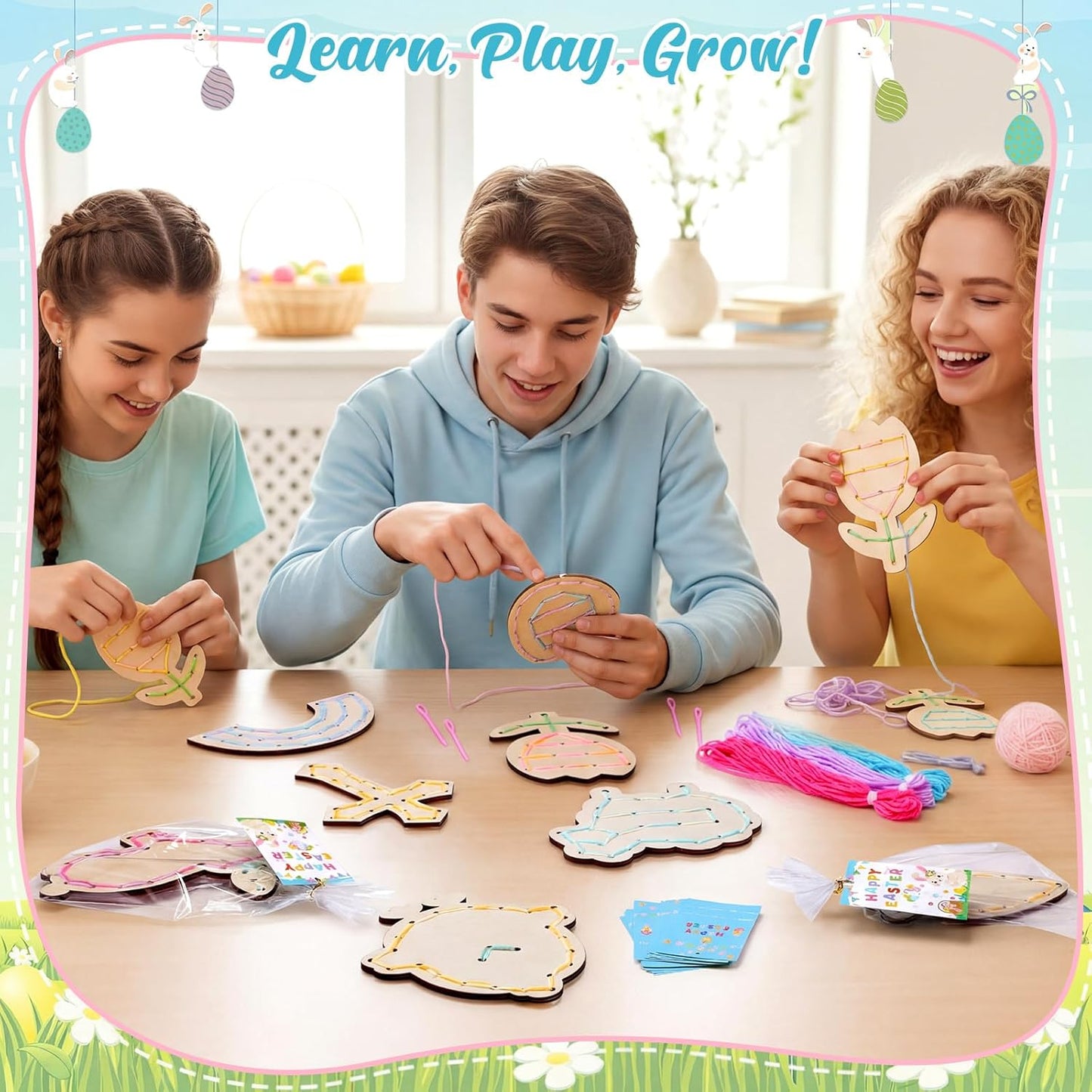 Capoda 9 Sets Lacing Cards Shoes Educational Threading Toy for Wooden Lacing Card Toys with Colorful Threads for Develop Imagination Early Education and Learning Activity(Shoes)