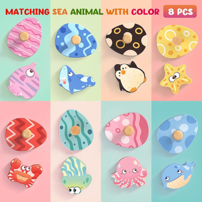 Zeoddler Easter Wooden Puzzles for Toddlers, 8 Pcs Farm Animal Matching Egg Puzzle, Montessori Toys for Boy Girl Birthday Gifts, Preschool Learning Activities & Educational Toys for Boys, Girls