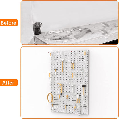 TORACK 3 PCS Metal Pegboard Panels(12x24 inch) for Wall Garage Tools Storage Pegboard for Workbench, Modular Peg Board Tool Organizer Board Kit(Pack of 3, Orange)