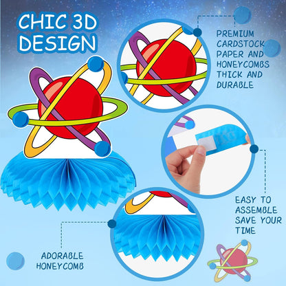 Fainne 9 Pcs Science Party Decorations Science Lab Themed Honeycomb Centerpiece Table Toppers for Kids Scientist Laboratory Party