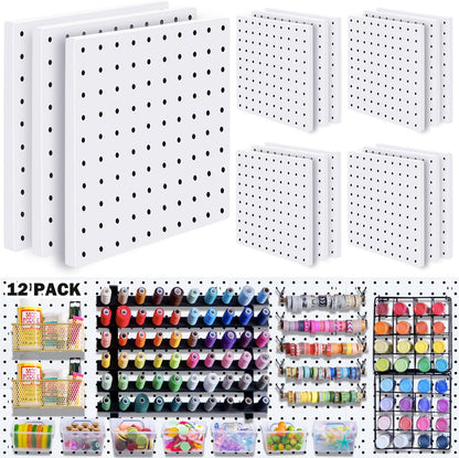 6Pcs Pegboard, Peg Board, Pegboard Wall Organizer, Mount Display Pegboard Kits fit Pegboard Storage, Small Pegboard for Craft Room Garage Kitchen, Peg Boards for Walls - White Pegboards Panels