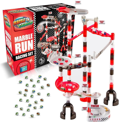 Marble Genius Marble Run Racing Set: 125-Piece Marble Run Racing Set Toys for Kids, Marbles Maze Tower Building Blocks, Marbles Race Track Rolling Game, Educational Learning STEM Toy Gift