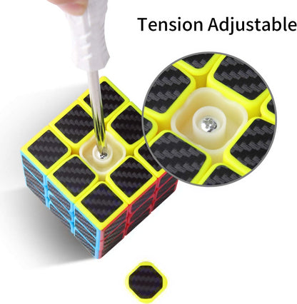 Roxenda Speed Cube Set, [5 Pack] Magic Cube Bundle of 2x2 3x3 4x4 Megaminx Cube and Pyramid Cube Smoothly Carbon Fiber Sticker Speed Cubes Collection for Kids Teens & Adults