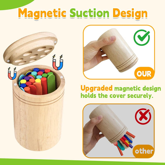 Montessori Toys: 3 in 1 Wooden Color Sorting Toys for Toddlers 3 4 5, Fine Motor Skills Sensory Toy and Color Matching Toy for Preschool Learning Activities, Girls and Boys Gifts
